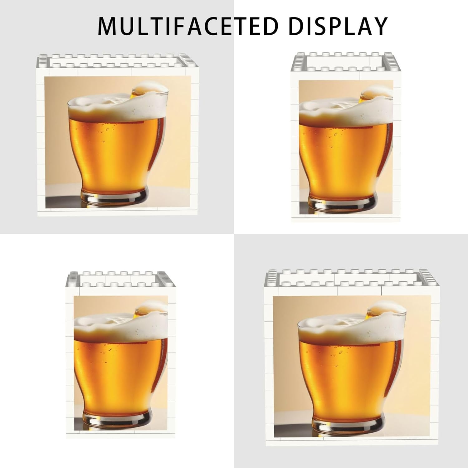 Beer Foam Print Uv Print Block Pencil Cup, Detachable Creative Block Desk Organizer Office Abs Pen Holder image 2