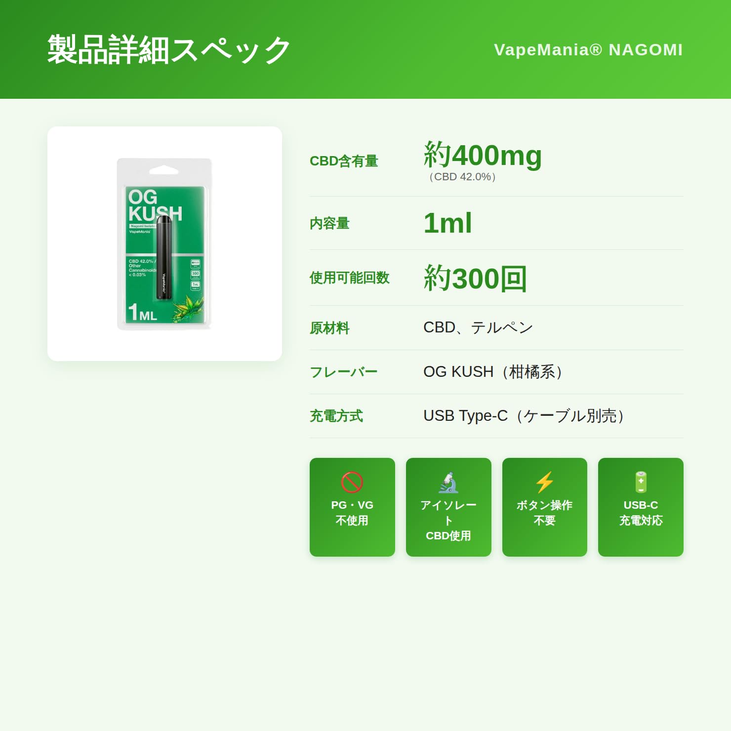 Amazon | CBD ペン リキッド 持ち運び 1ML Nagomi isolate cbd pen 1本