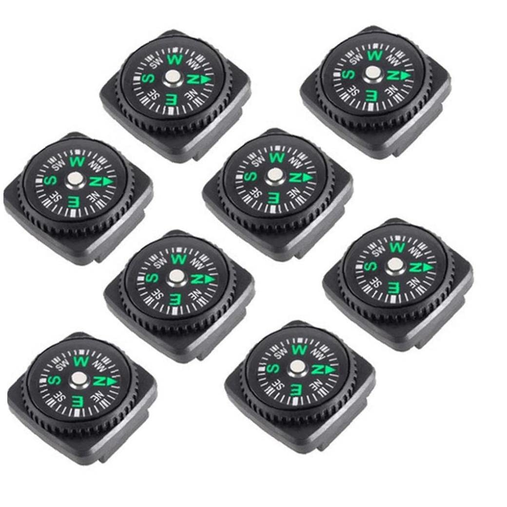 Froiny Black 10Pcs Mini Compass Portable Navigation Button For Bracelet Bag Strap Watch Accessories Survival Outdoor Hiking Kit