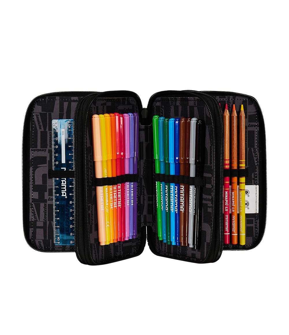 Invicta Pencil Case with 3 Compartments Casual One Size, Multicoloured, Standard Size, Casual - Image 2