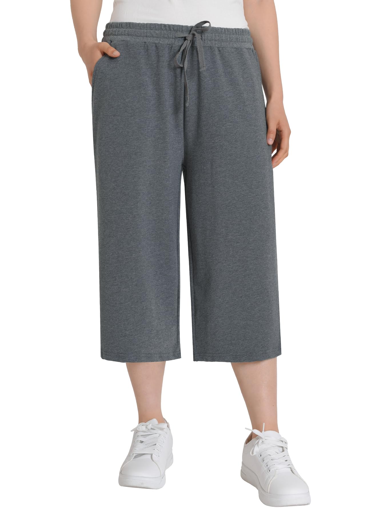 Weintee Womens Petite Capris Wide Leg Cotton Capri Pants with Pockets