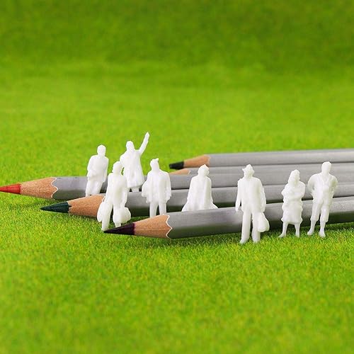 Miniatura 2 de 200PCS White Unpainted Architectural Passenger 1:87 HO Scale Model Figures Standing P8705B-200-AMUS