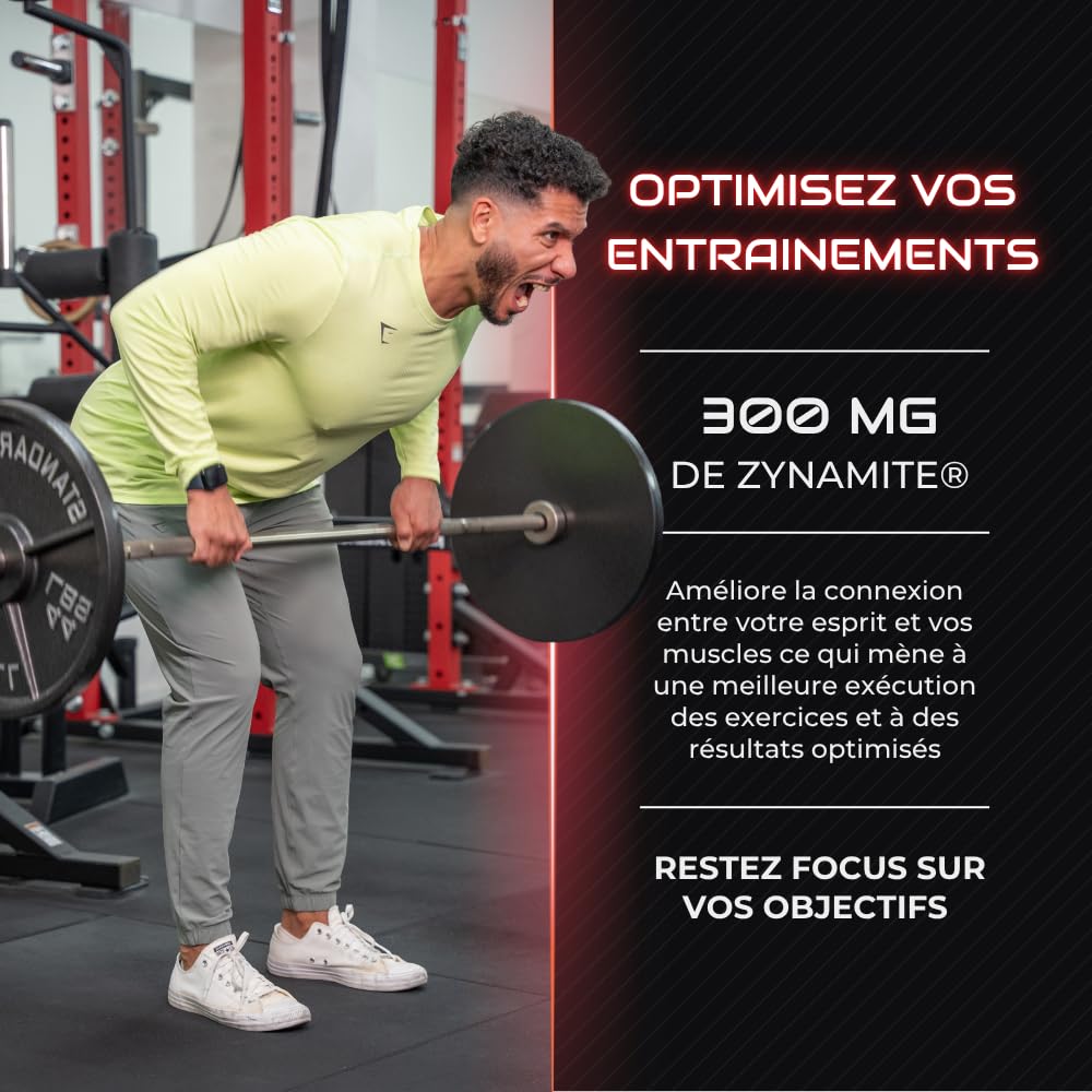 Pre Workout Power Up@ | Booster pump puissant avant entrainement musculation homme pour améliorer force et concentration | Complément alimentaire Preworkout boisson énergisante poudre | Fruits rouges