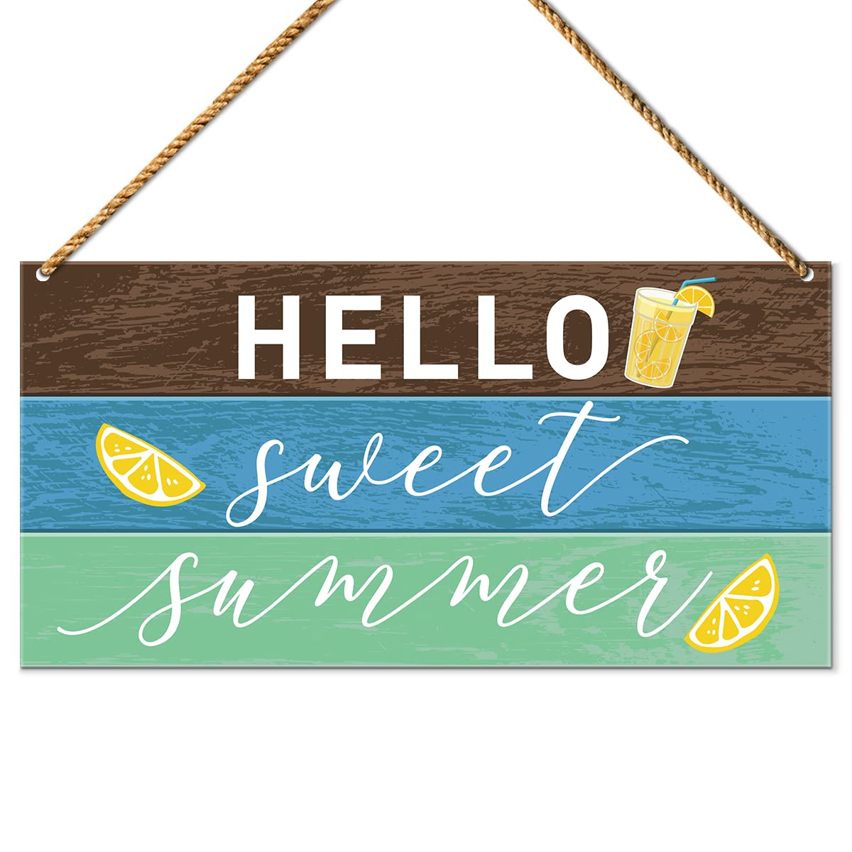 Summer Welcome Sign, Rustic Wooden Beach Theme, 11.8" x 5.9", Home Decor