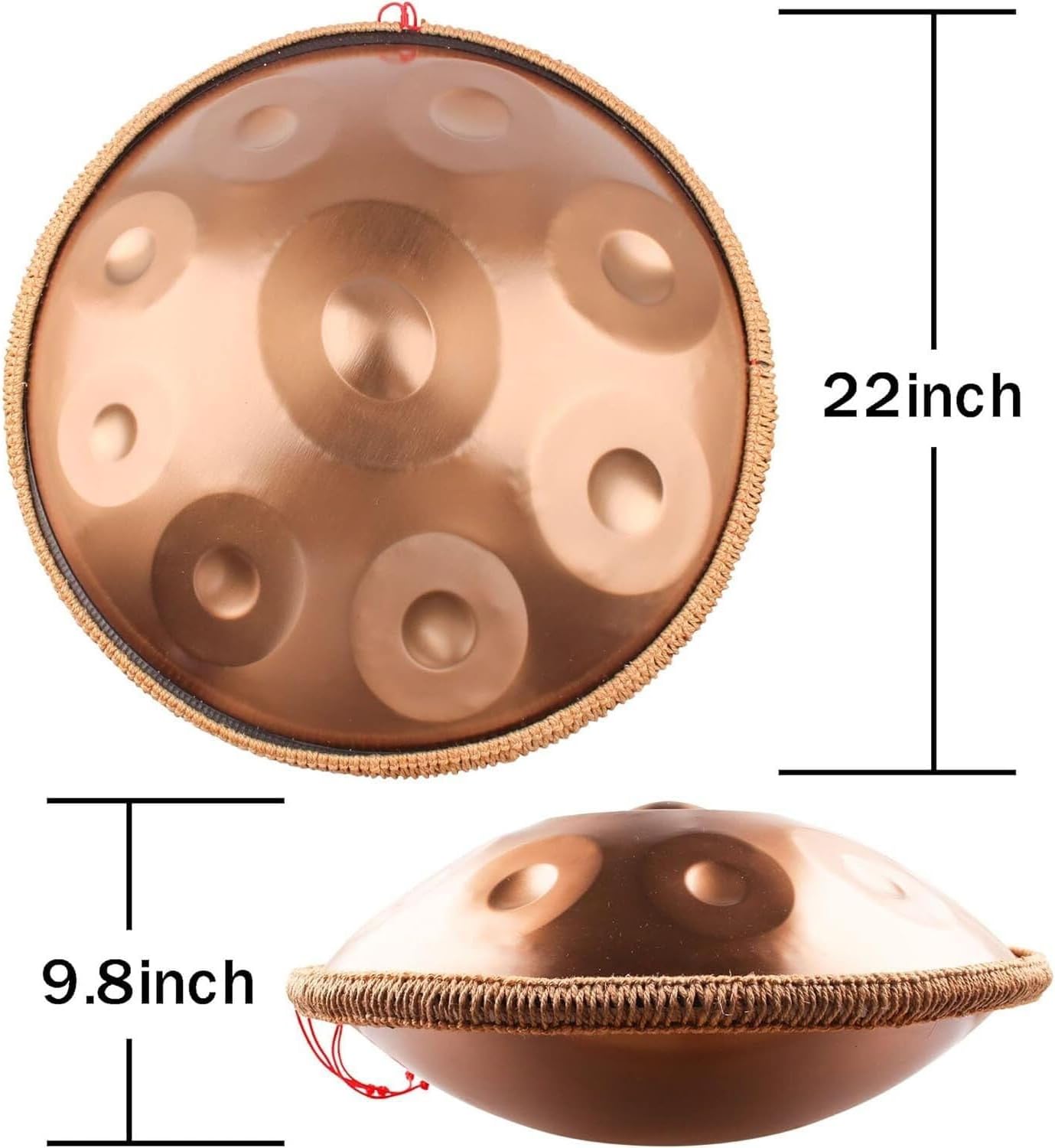 WOLWES 9 10 12 Tones 22 Inch Handpan Drum In D Minor 432 Hz Handpan Drum Instrument, Steel Hand Drum With Soft Handpan Bag, 2 Handpan Mallets, Handpan Stand(Color:Metallic,Size:10 Notes)