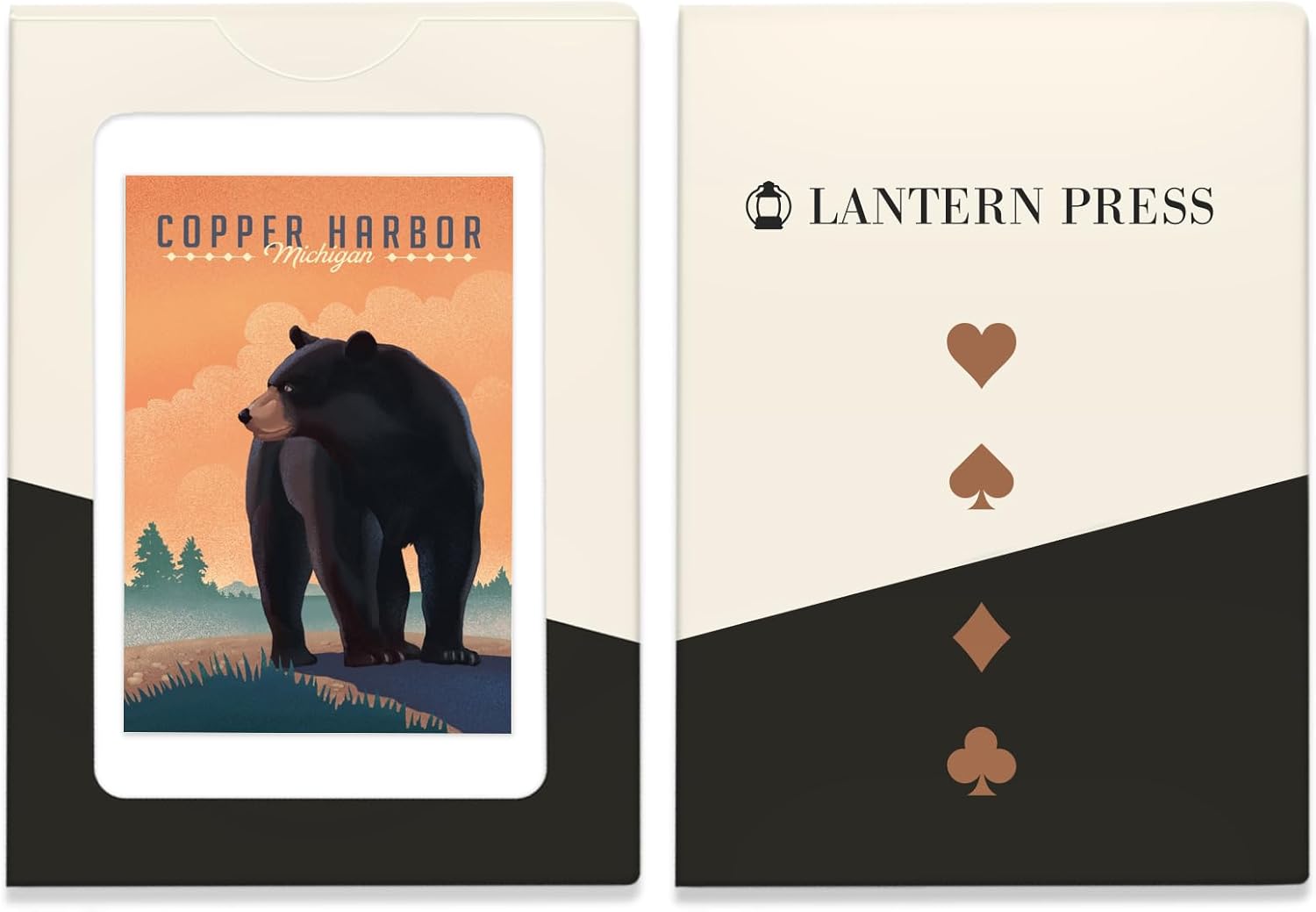 Lantern Press Copper Harbor, Michigan, Black Bear, Lithograph, 52 Playing Cards for Adults, Poker Size Card Deck
