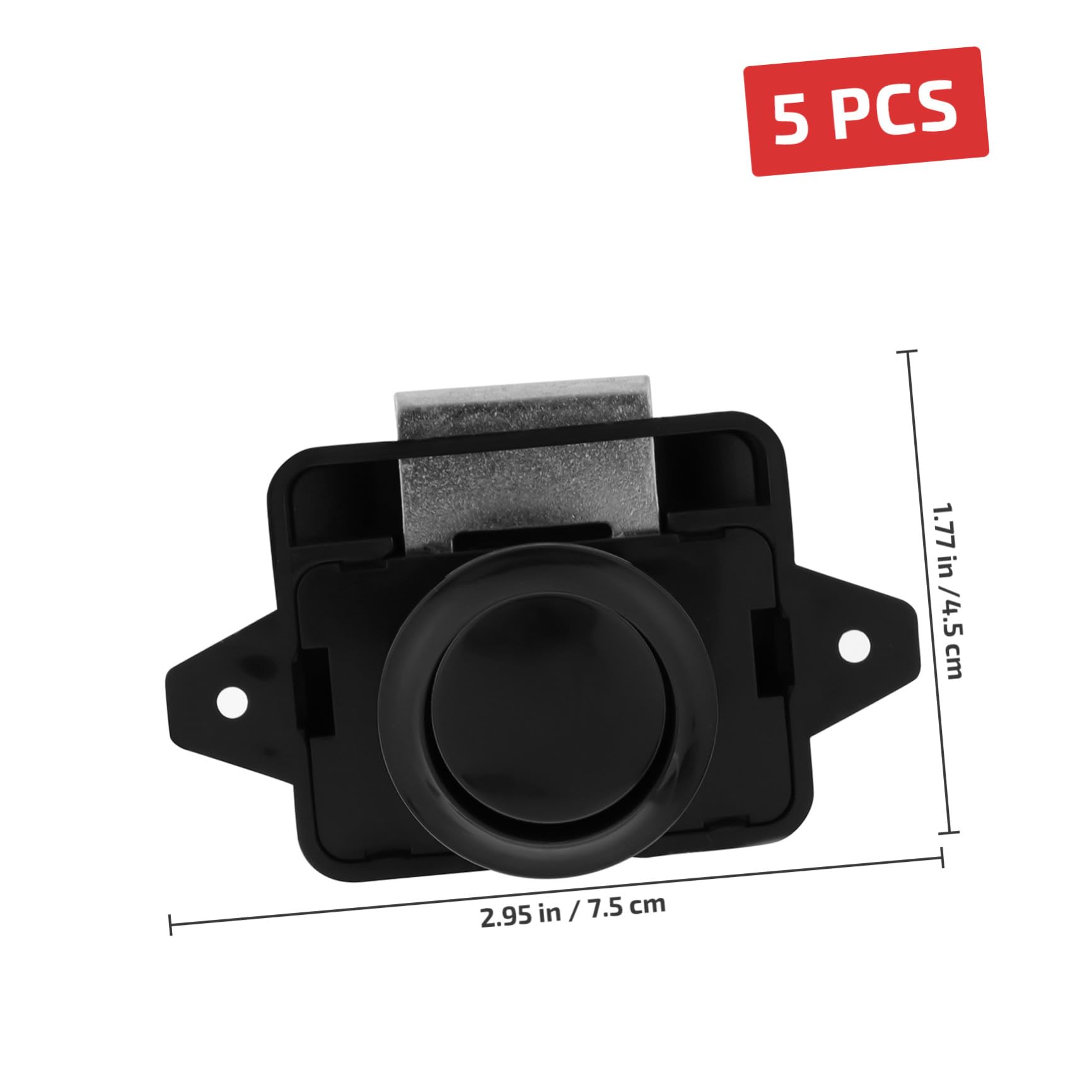 Cerradura de Botón para Autocaravana y Furgoneta, Negro, 5 Piezas