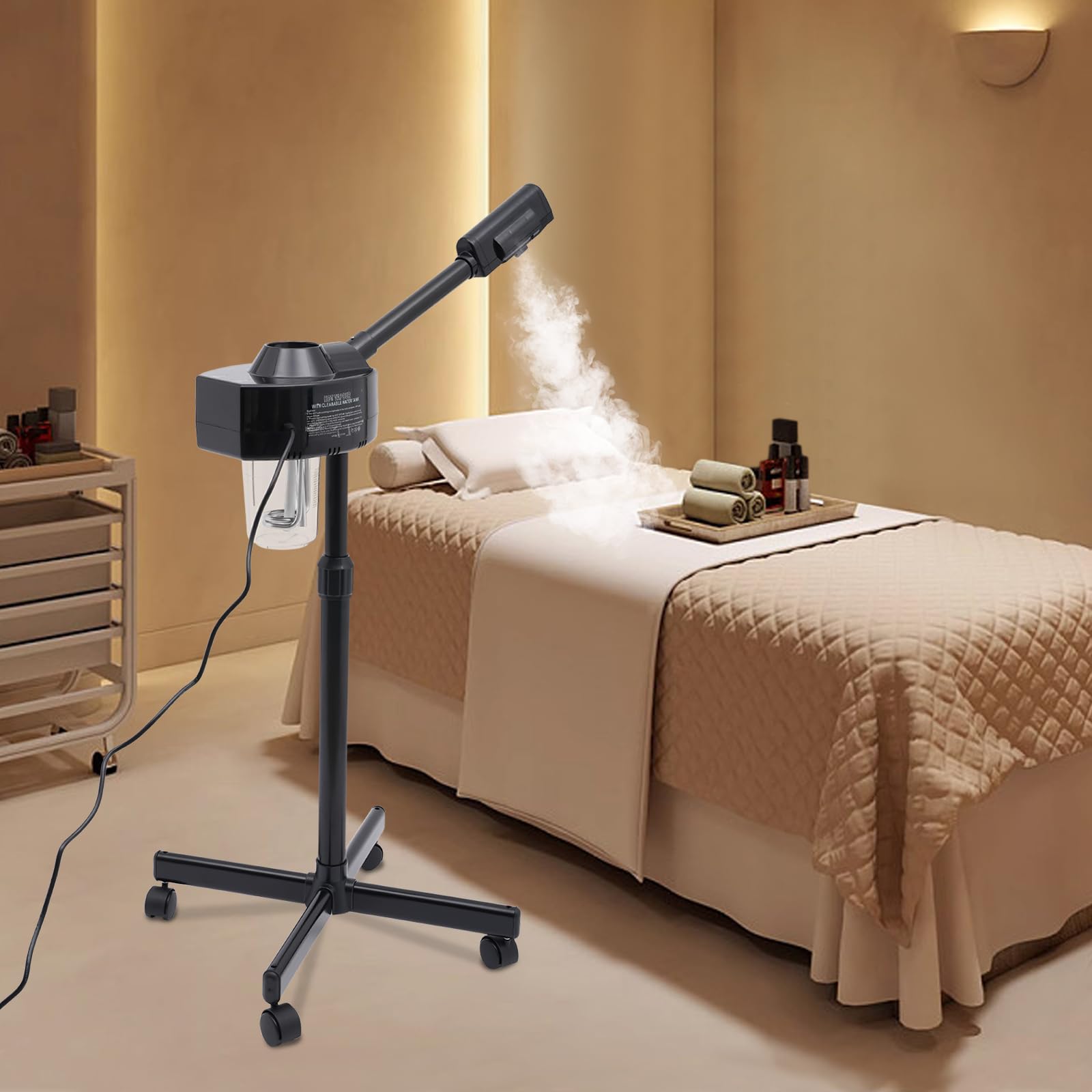 Gesichtsdampfer Gesichtssauna Face Steamer Dampfgerät für Gesicht Porenreiniger mit Ozonfunktion für Tiefenpflege und Hautpflege, Nano-Ionen-Technologie, Schwarz