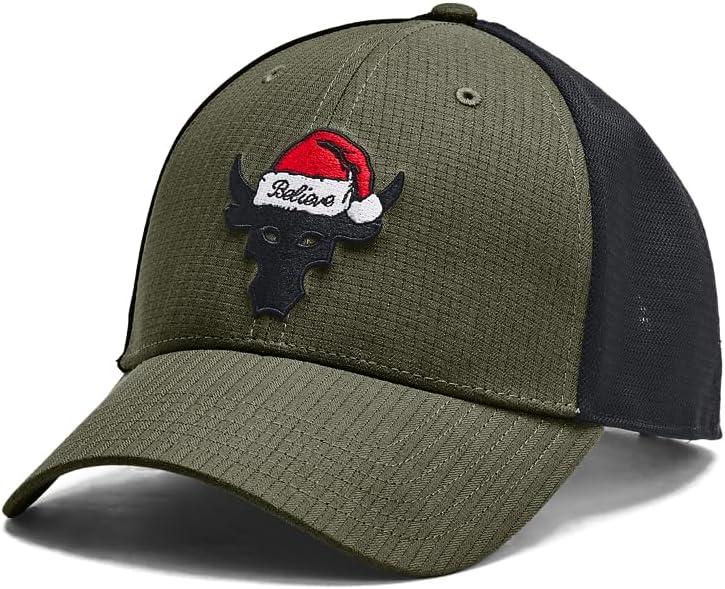 Men's Project Rock Red One Trucker Hat, Marine OD Green/Black/Red, One Size Fits Most