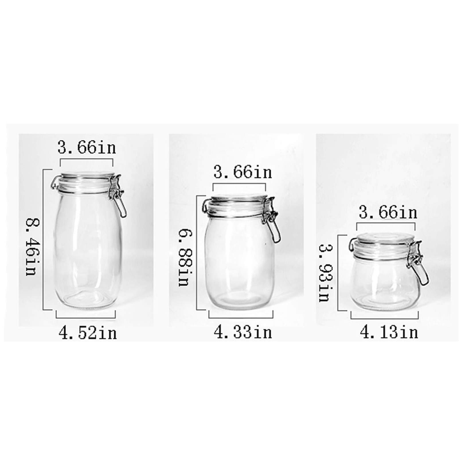 Botes para Alimentos Tarro hermético, botes de cristal de almacenamiento de contenedores y café, Cocina Especias y muchos más.Tarro de cristal con la tapa de almacenamiento, un conjunto de 3 Botes Her