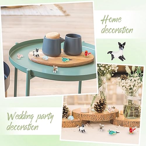 Miniatura 5 de AHANDMAKER 6 figuras de animales, 6 estilos de figuras de animales de vidrio para decoración del hogar, libélula pájaro, erizo, perro, elefante,