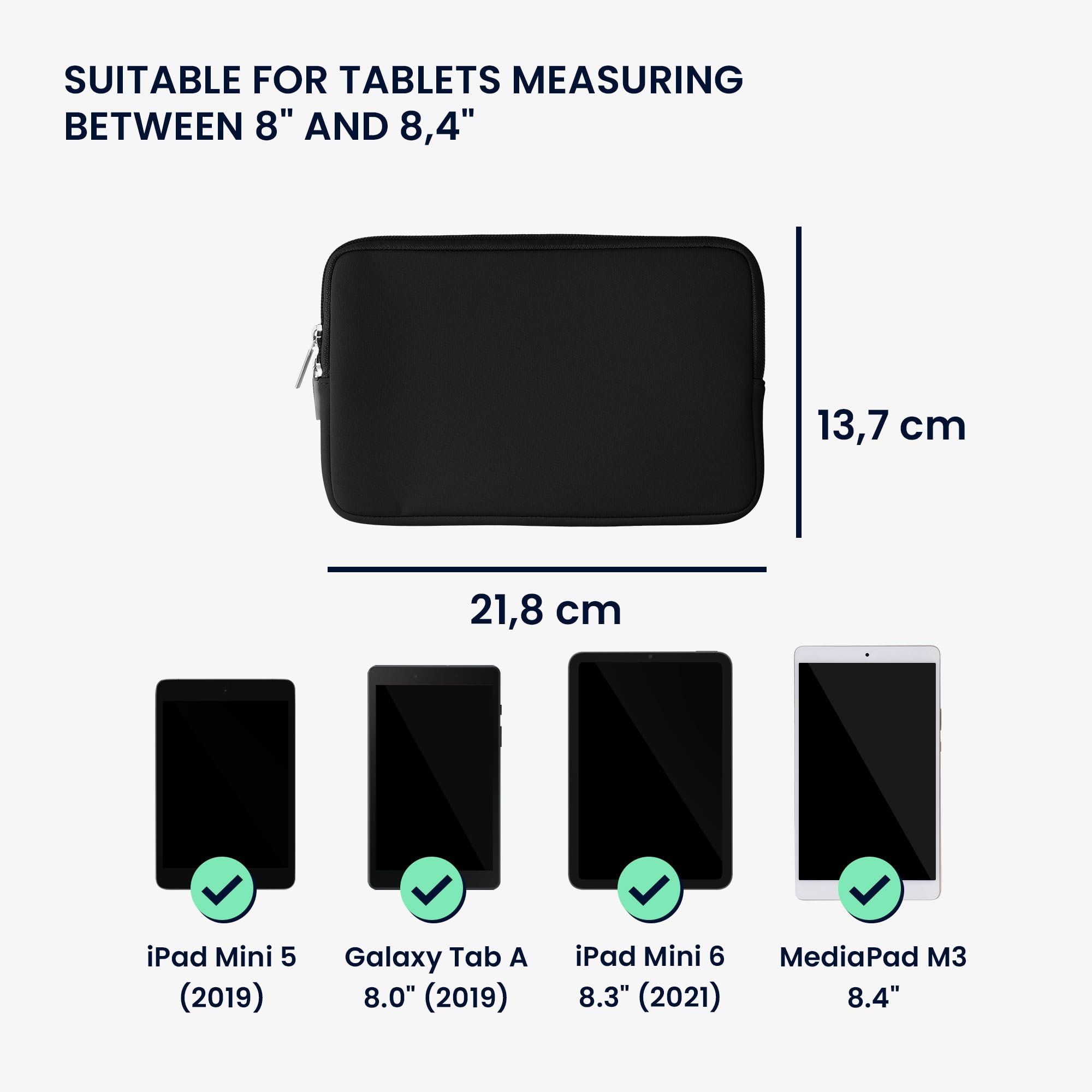 kwmobile Cover Tablet Compatibile con 8"-8,4" Tablet - Custodia eReader Universale - Copertina Protettiva in Neoprene Grigio Scuro