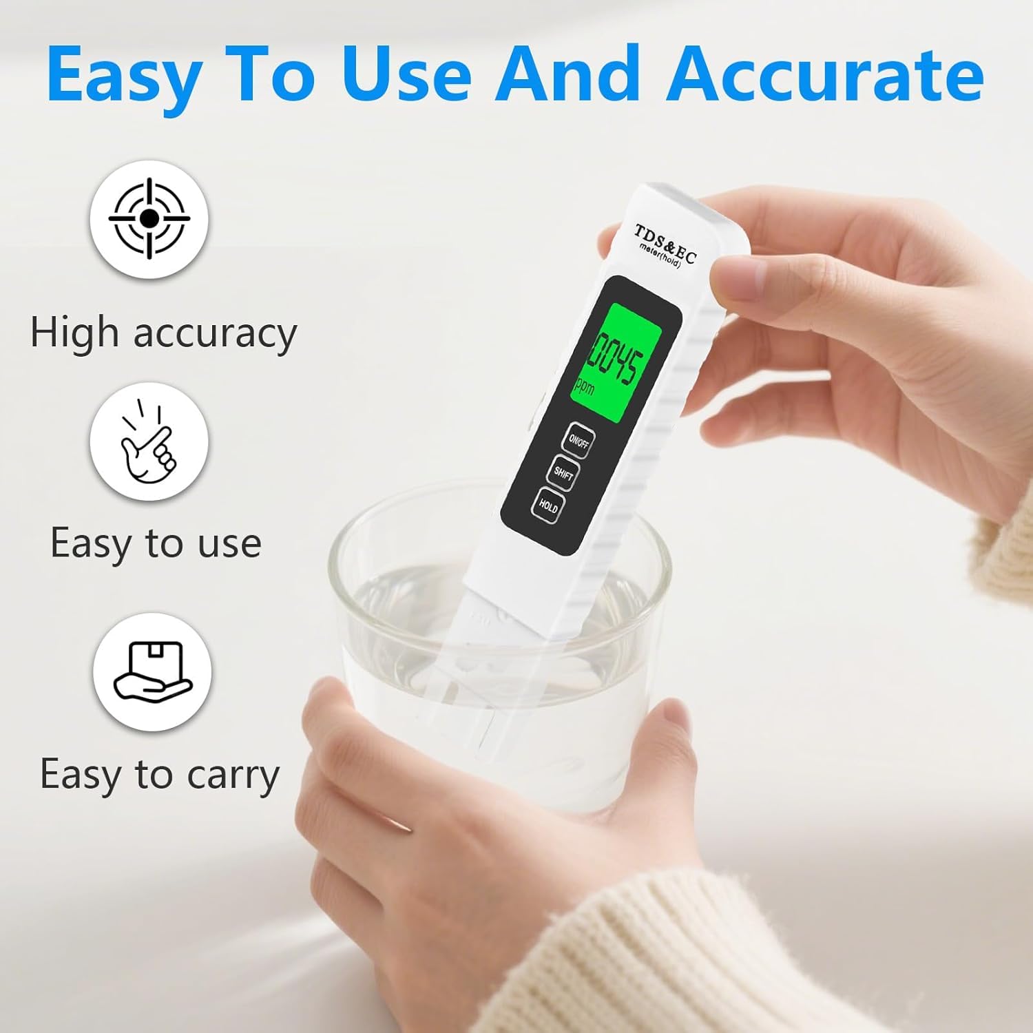 4-in-1 Digital TDS Meter with EC & Temperature Display (°C/°F) – Multipurpose Water Quality Checking Tool with LCD Screen 3