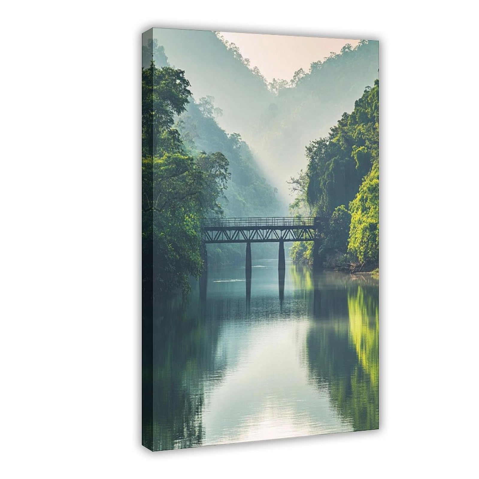 QOTOPGPG River Kwai Bridge Art Print, Kanchanaburi, Thailand Canvas Poster Wall Art Decor Print Picture Paintings for Living Room Bedroom Decoration 20x30inch(50x75cm)