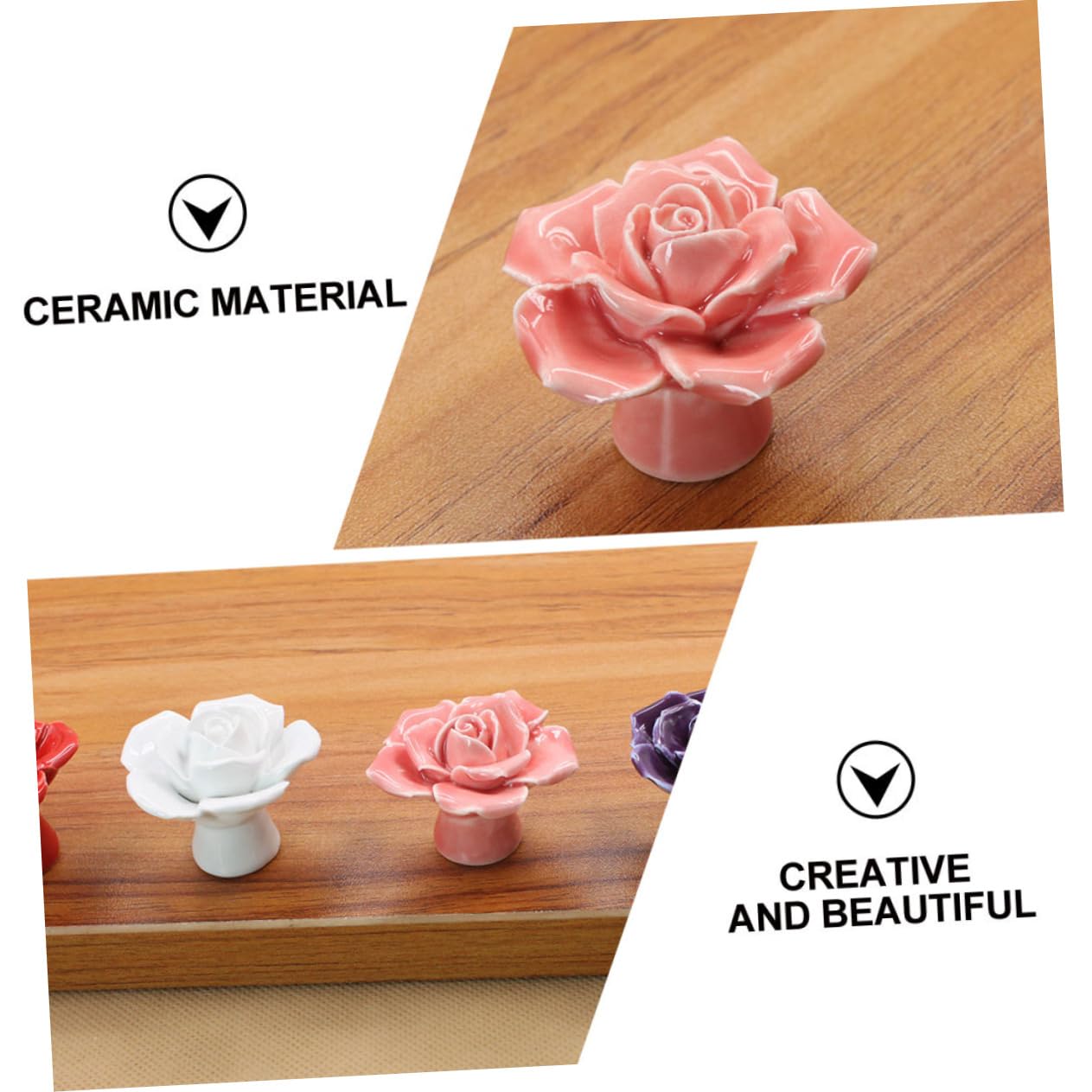 6 Pezzi Manico in ceramica rosa maniglia per tirare la porta pomelli per porte per armadi decorativo antico toeletta maniglia porta maniglie pomelli per cassetti