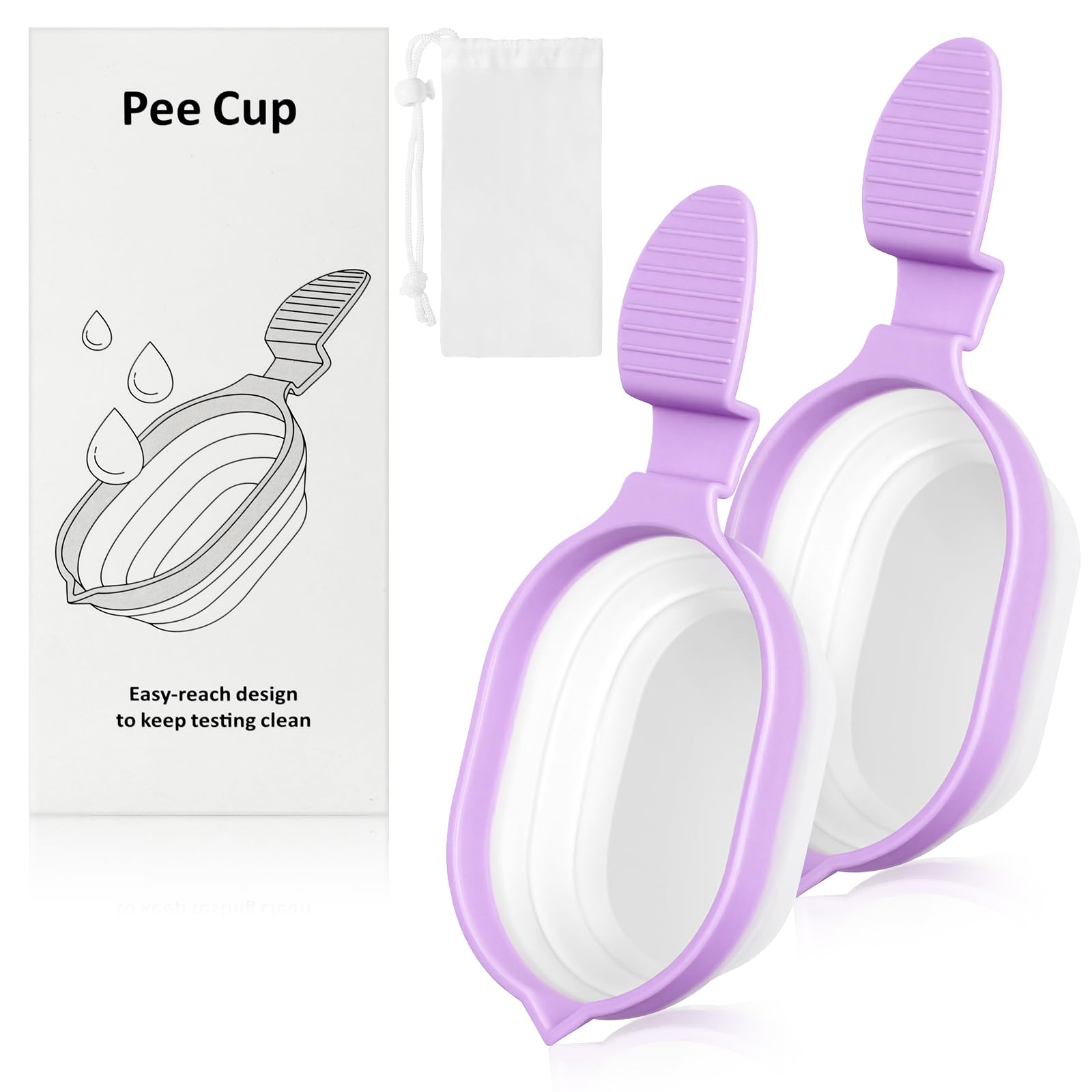 Gobelets à Urine Pliables, 2 Pièces Réutilisables Tasse en Urinoir Femme Portable Outils de prélèvement d'urine pour la Collecte d’Urine Féminine pour Enceintes Domicile Hôpital (Violet)