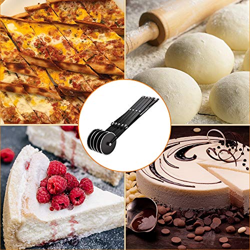 5 Wheel Pastry Cutter, Stainless Steel Pizza Cutter, Expandable Pizza Slicer Multi-Round Pastry Knife Baking Cutter Roller Cookie Dough Divider