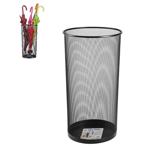 Oceano Portaombrelli in Metallo per Ingresso di Casa, Contenitore Cilindro Alto Porta Ombrelli Design Moderno in Rete Metallica, per Interno, Esterno, Casa e Ufficio (Nero)