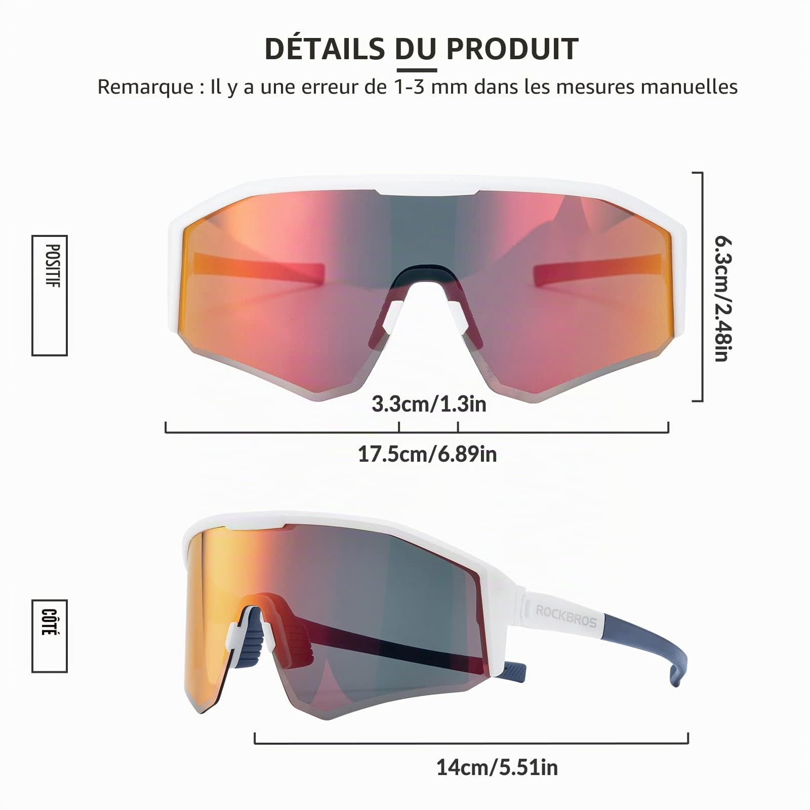 ROCKBROS Lunettes de Soleil Polarisées Cyclisme, Lunettes de Sport Homme Femme Protection UV400, Lunettes VTT Cyclisme Polarisées pour Vélo Pêche Conduite Golf Escalade