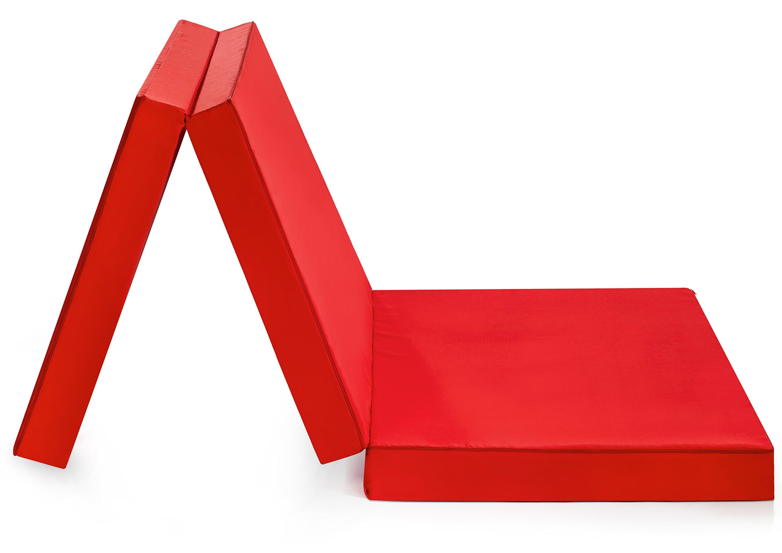 Badenia Trendline faltbare Gästematratze mit strapazierfähigem Microfaser Bezug, Öko-Tex zertifiziert, 196 x 65 x 8,5 cm Liegefläche , rot, produziert nach deutschem Qualitätsstandard Rot Höhe 8,5 cm