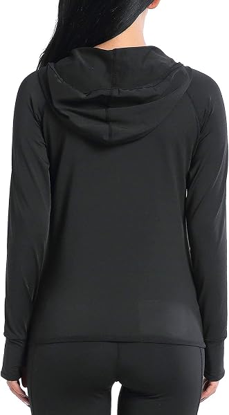 AMZSPORT Felpa Donna con Zip, Giacca Running Sportiva con Cappuccio - 2