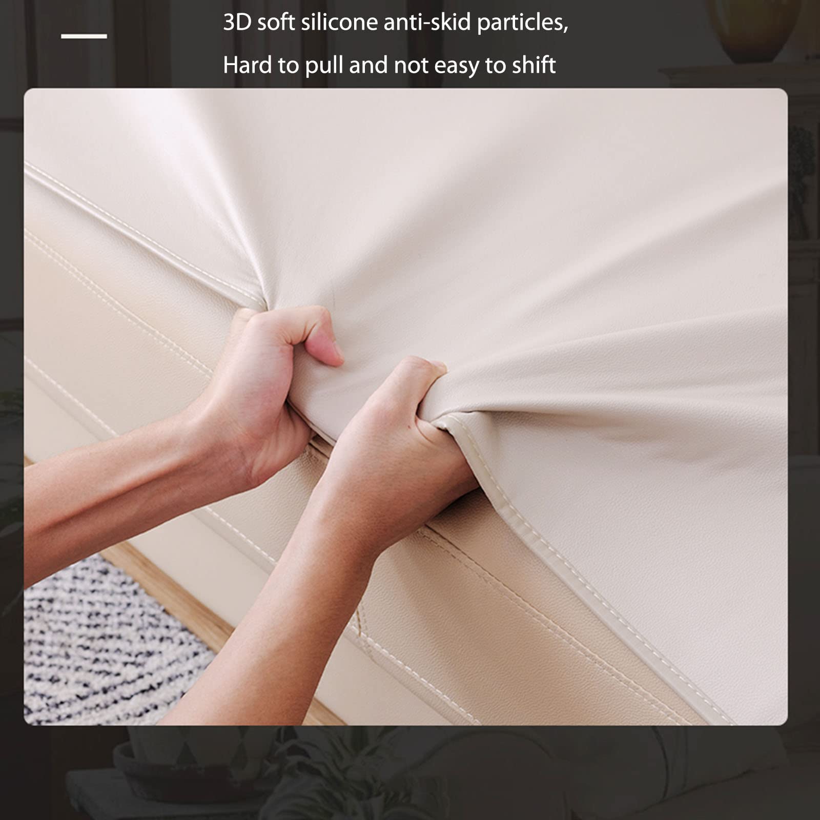 Rutschfester Sofabezug aus Leder, Sofa überzug in l Form 2 3 sitzer ecksofa Sofaüberwurf Couch überzug für Haustiere, Liegebezug für Wohnzimmer-Beige 60x150cm/24x59 Zoll