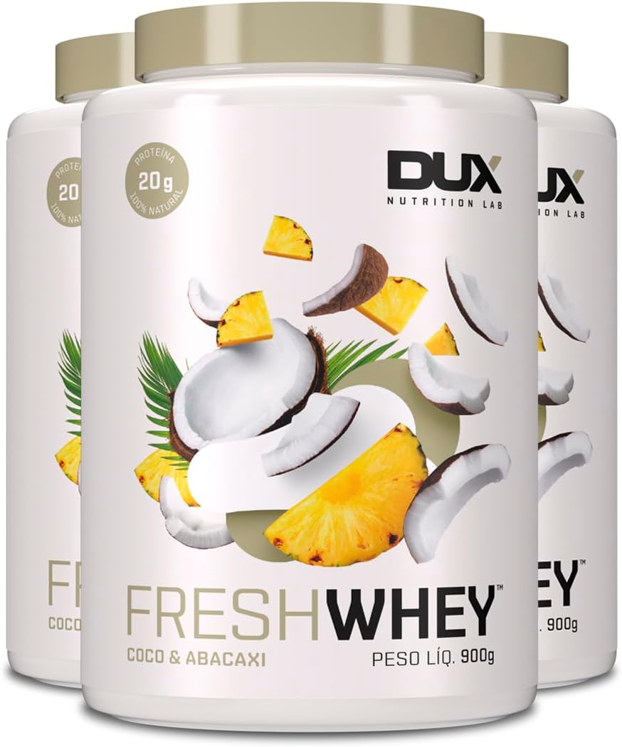 Kit 3 Whey Protein Fresh Dux Abacaxi e Coco 900g