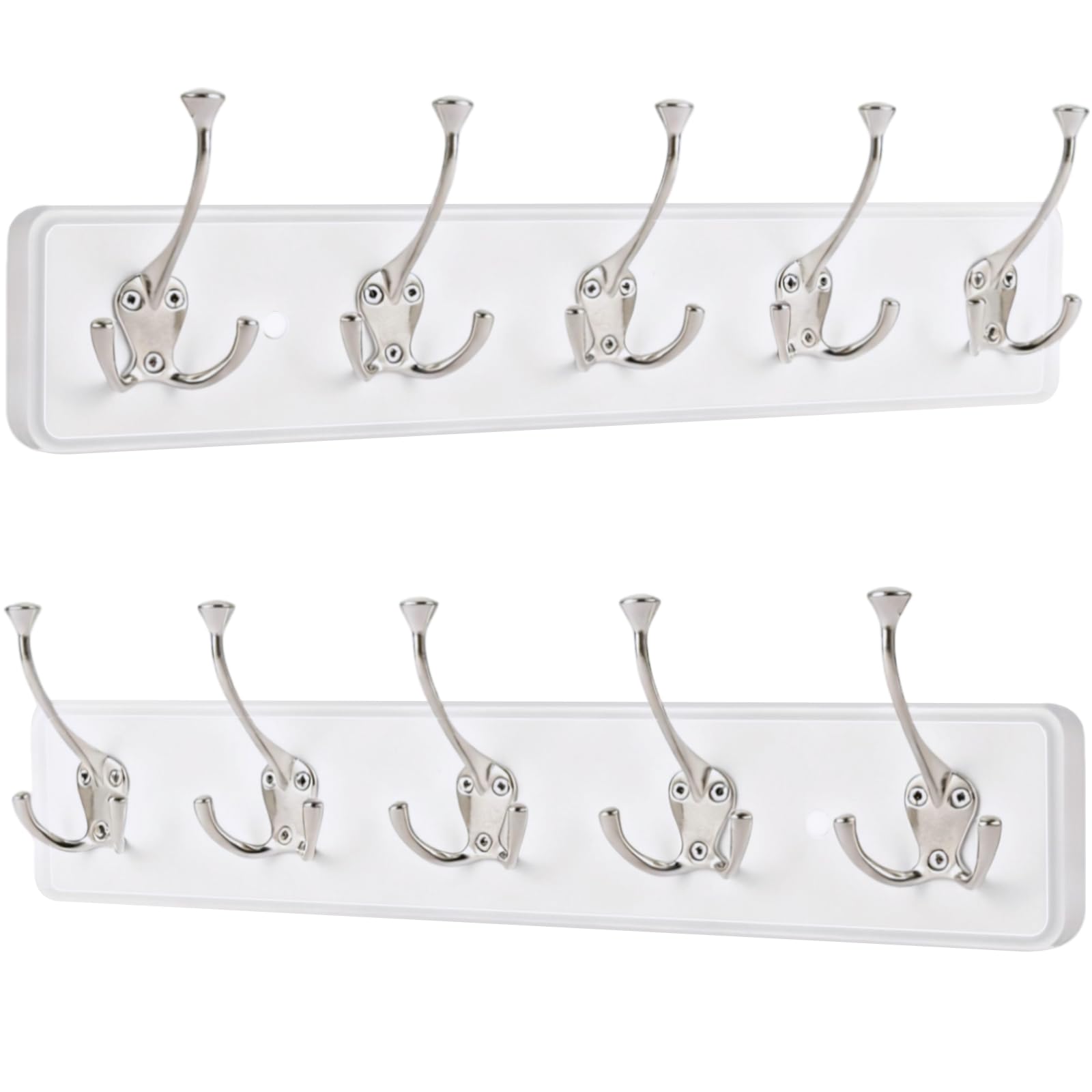 Photo 1 of **NO HOOKS**IBosins 2 Pack White Coat Rack Wall Mount, 17" Long with 5 Tri-Hooks