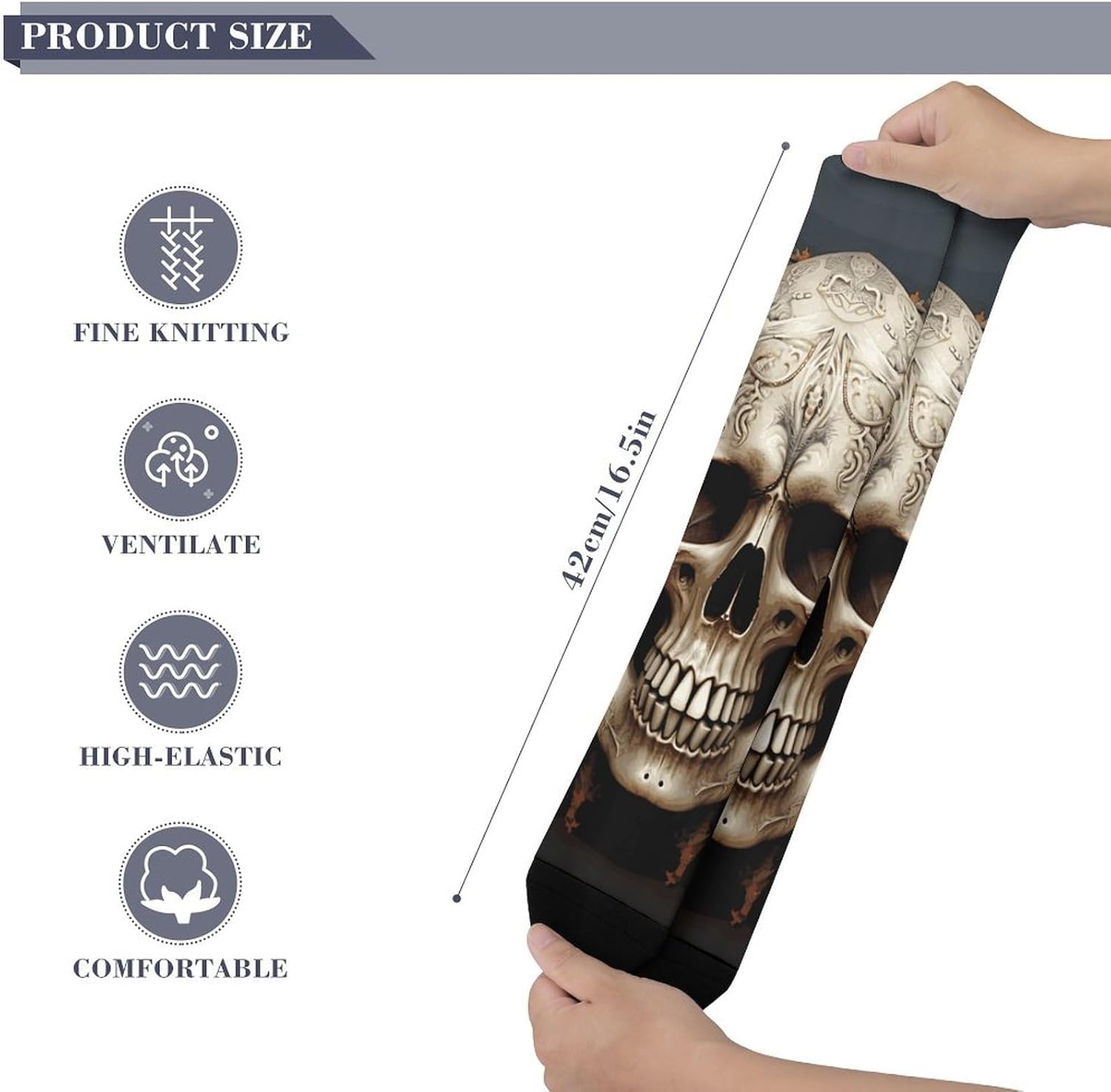 Skulls Knee High Soccer Socks Moisture Wicking