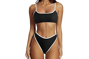 Women High Waisted Two-Piece Bikini Set Cheeky High Cut Bandeau Swimsuit