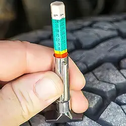 Medidor de profundidade de piso de pneu, ferramenta de medição de banda de rodagem precisa codificada por cores em 1/81.3 cm para verificador de piso de pneu de carro, semi caminhão