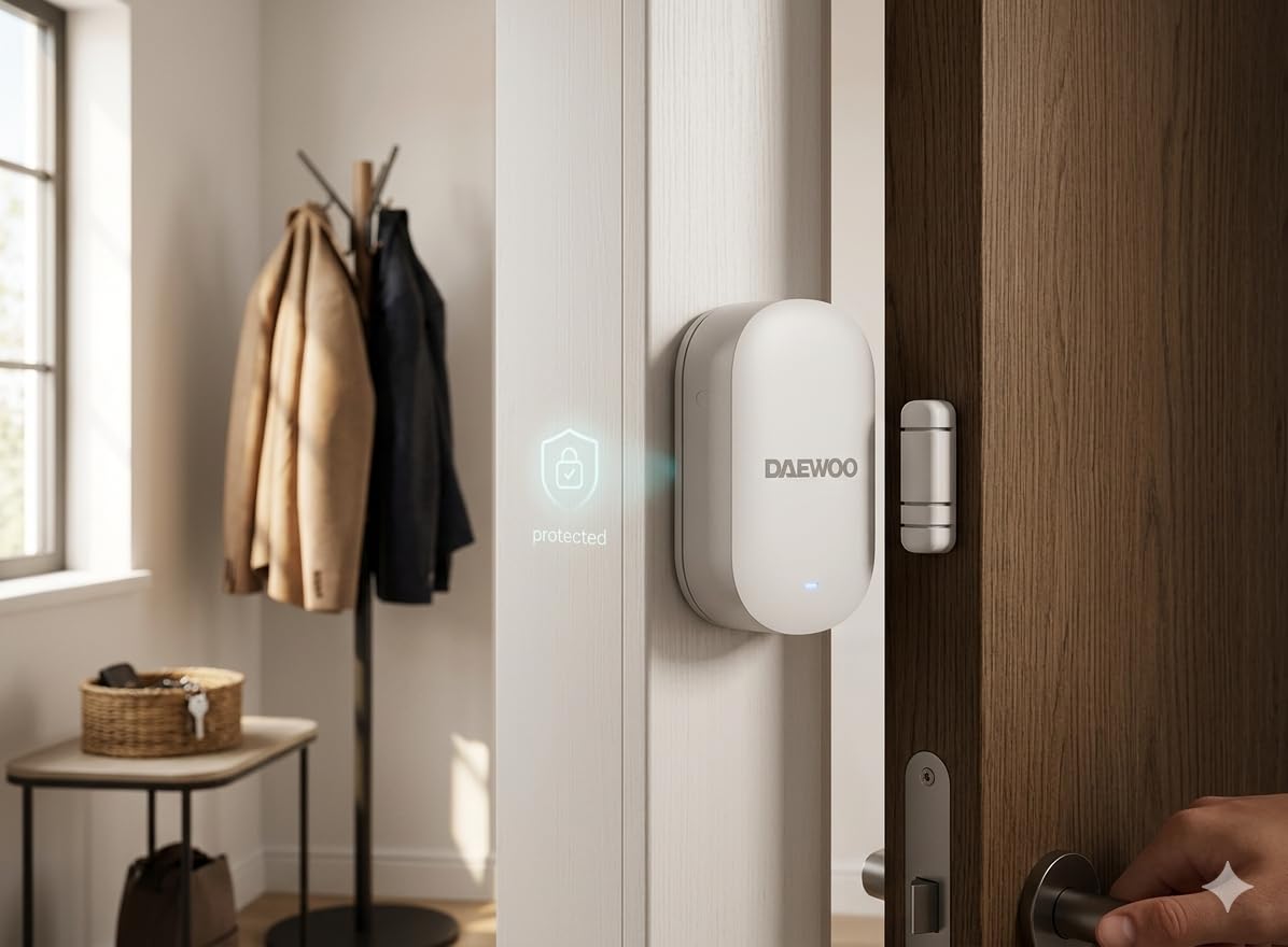 Daewoo Contacteur Porte Fenêtre Zigbee WDS502Z – Pack de 3 – Compatible Centrale Elite PA501Z – Alerte Instantanée – App Daewoo Home Connect – sans Abonnement