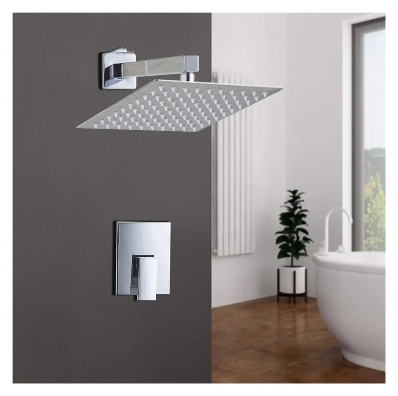 Tbddsd One Color Bathroom Shower Heads, Chrome 8-16 Inch Bathroom Square Shower Head Wall Mount Solid Brass Rainfall Faucets Set Hot Cold Water Mixer(Ultra Thin 16 Inch)