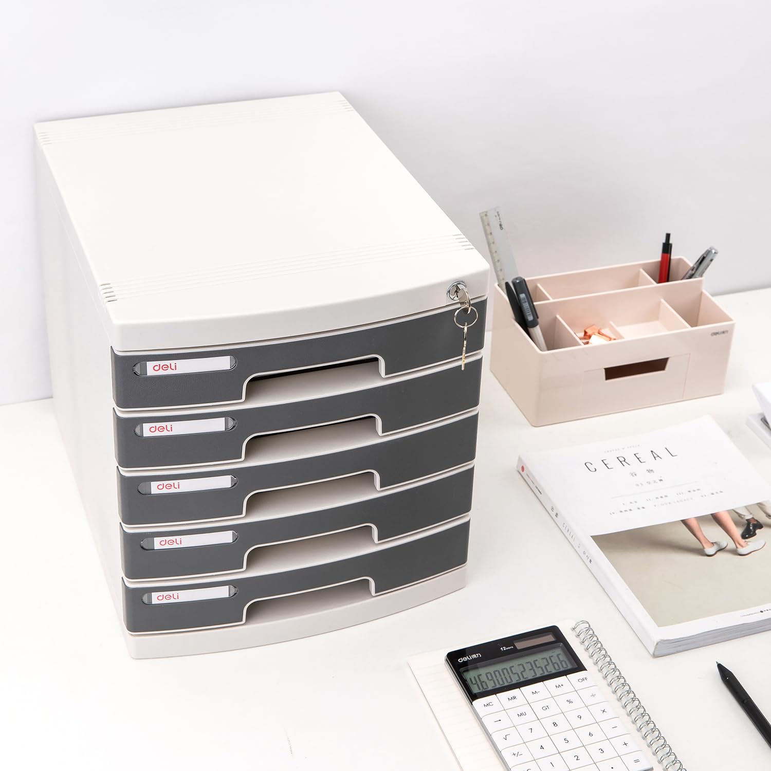 deli File Cabinet Lock Verrou d'armoire, Plastique, Gris Clair