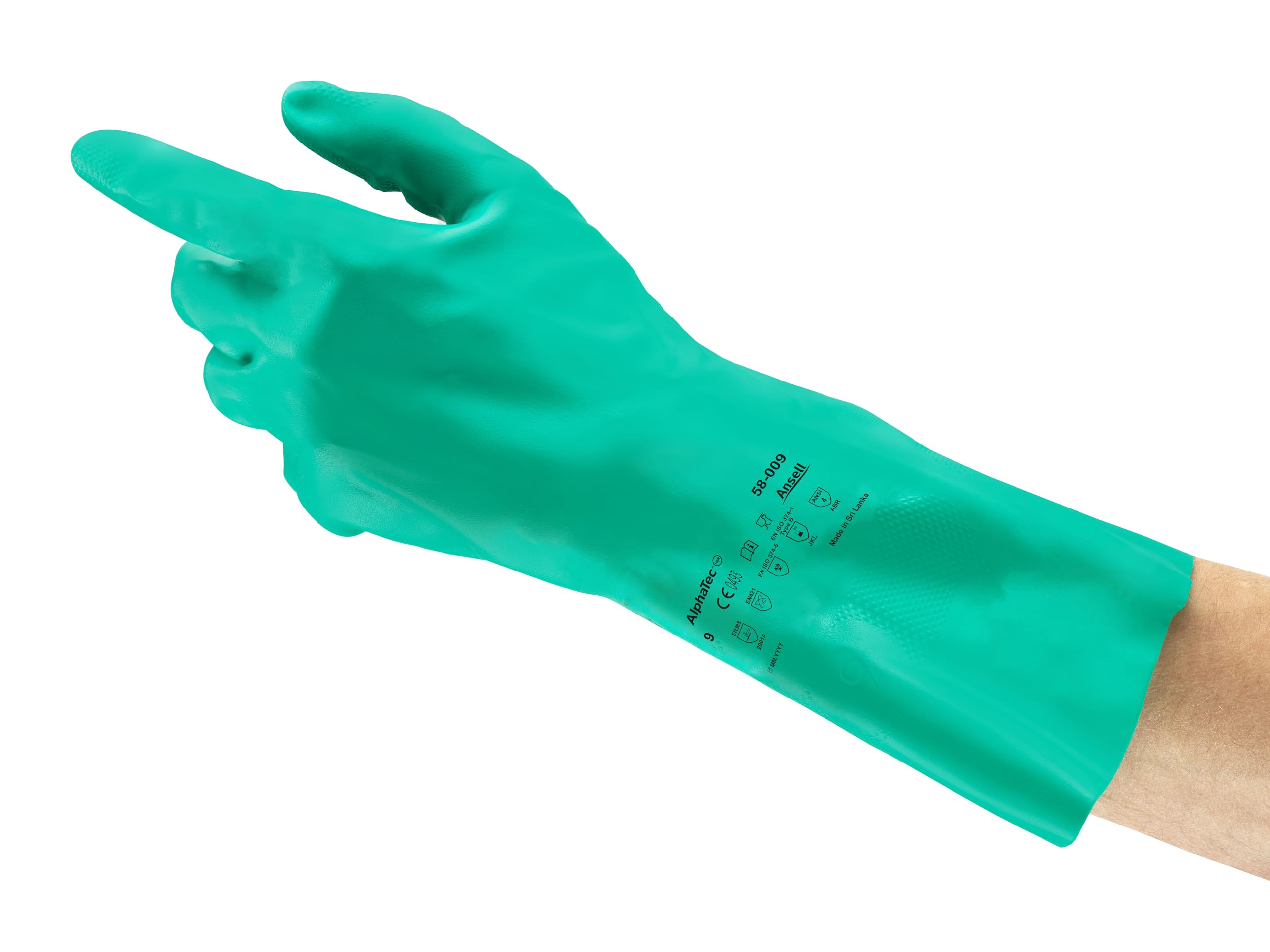 Ansell AlphaTec 58-009 Chemical Protection Gloves - Size 11, Green (Case of 144)