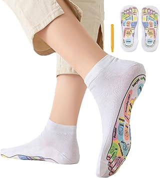 Reflexology Socks - Foot Massage Sock | Reflexology Socks with Massage Tool | Trigger Point Massager Socks | acupresssure Reflexology Socks | Acupoint Illustrated Socks for Foot Reflexology, Massage T