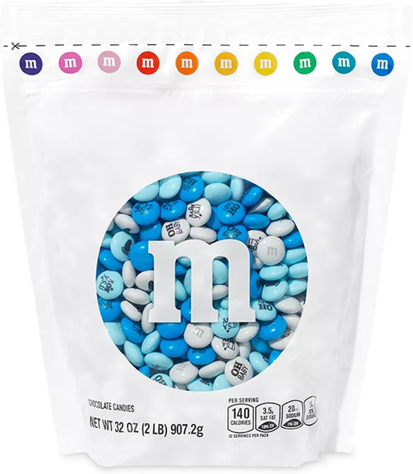 - M&M'S World It's A Boy Milk Chocolate Candy 2lb Bag with White and Blue M&M'S for Baby Boy Showers Gender Reveal Parties and Baby Celebration Favors