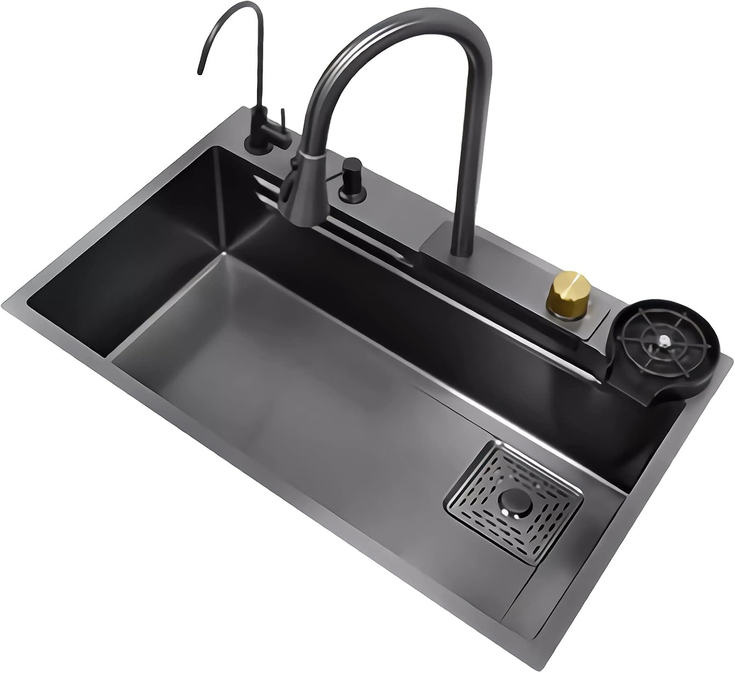 ErWaad Kitchen Sink Flying Rain Waterfall Sink with Pull Out Faucet