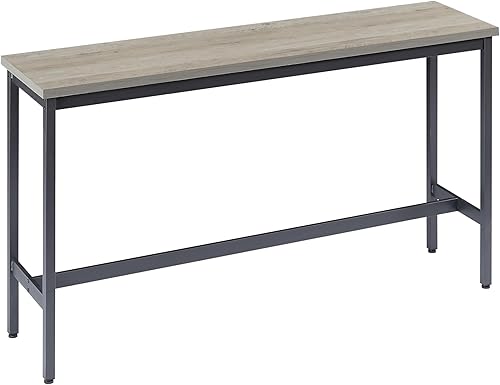 Miniatura 6 de Long Bar Table Set with 3 PU Upholstered Bar Stools, Bar Table and Chairs for Kitchen Breakfast Table, Living Room, Banquet Hall, Rustic Gray and