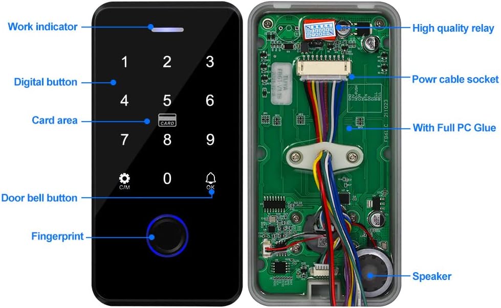 Wiring diagram for QttyElok F20Tuya+10IC Access Controller