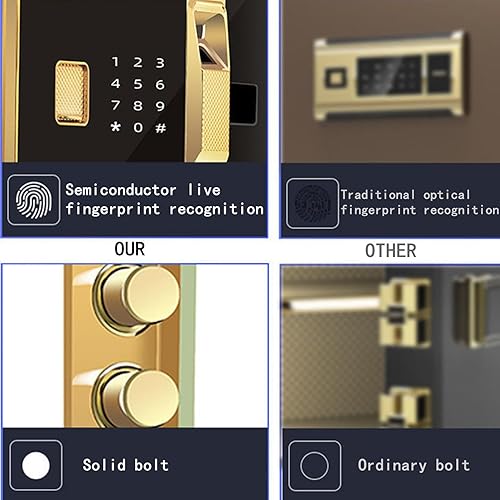 Miniatura 4 de Nobility - Caja fuerte para gabinete con huella digital biométrica y teclado digital, caja fuerte de acero para construcción de dinero, pequeña caja