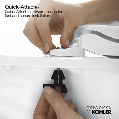 Miniatura 6 de KOHLER K-4636-47 Cachet - Asiento de inodoro alargado, topes de sujeción firme, bisagras de liberación silenciosa, no golpea, soportes de fijación