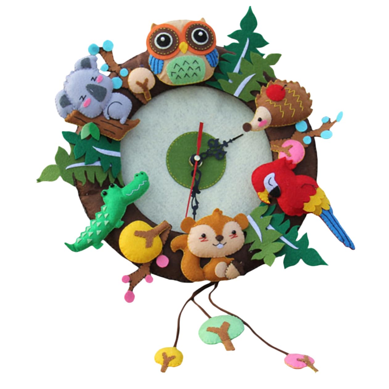 ERINGOGO Animal Wall Clock Decor Handmade Non-Woven Bag DIY Craft Kit for Boys and Girls