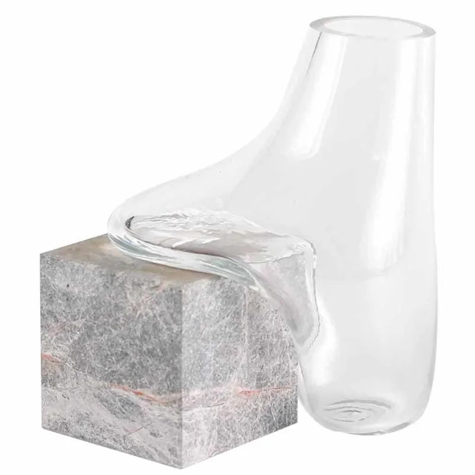 QuxetlRyz Glass Hydroponic Vase Glass Vase with Marble Base Abstract Moving Water Droplets Transparent Flower Hydroponics Terrarium Home Decoration