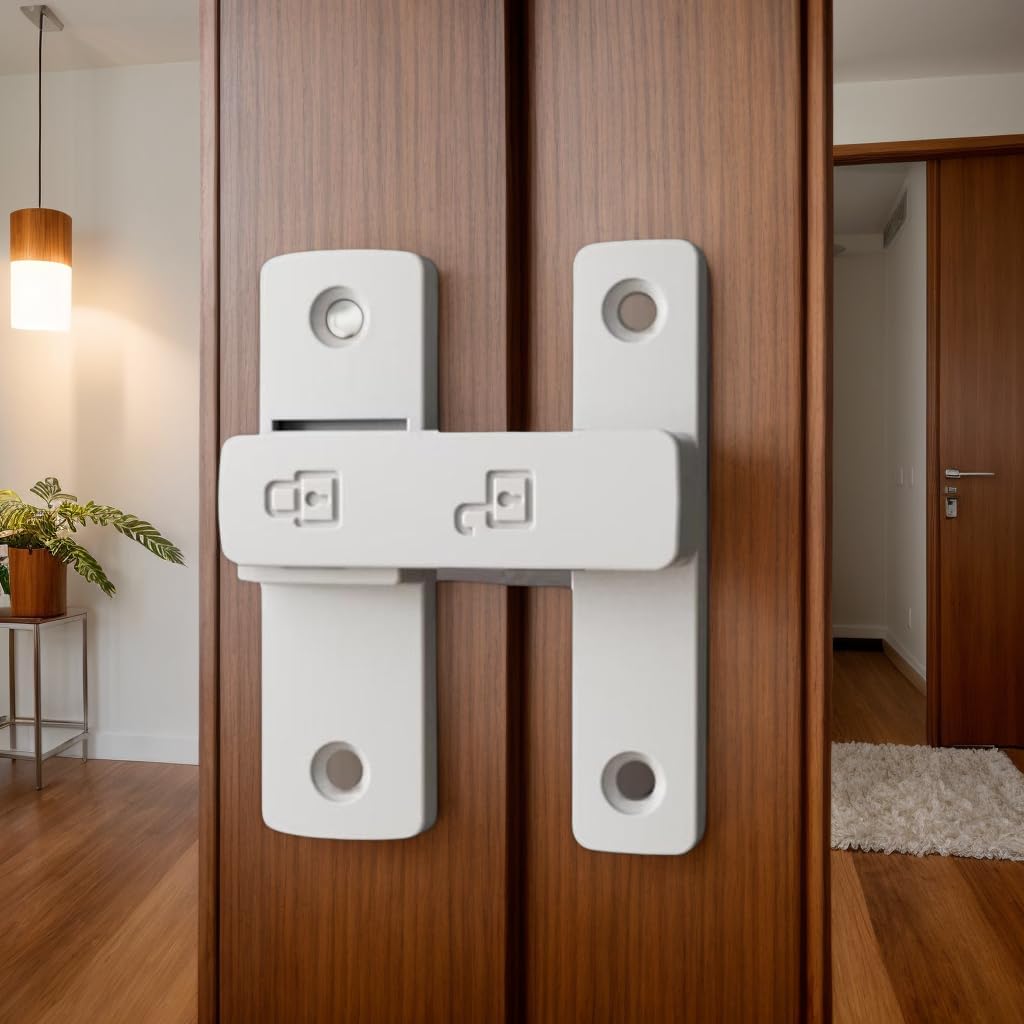 Flip Clasp Latch Lock for Home Security Minimalistic Design180-Degree Sliding Swinging Doors Gates Barns Garages Fences Sheds Windows and Cabinets (Bright White)