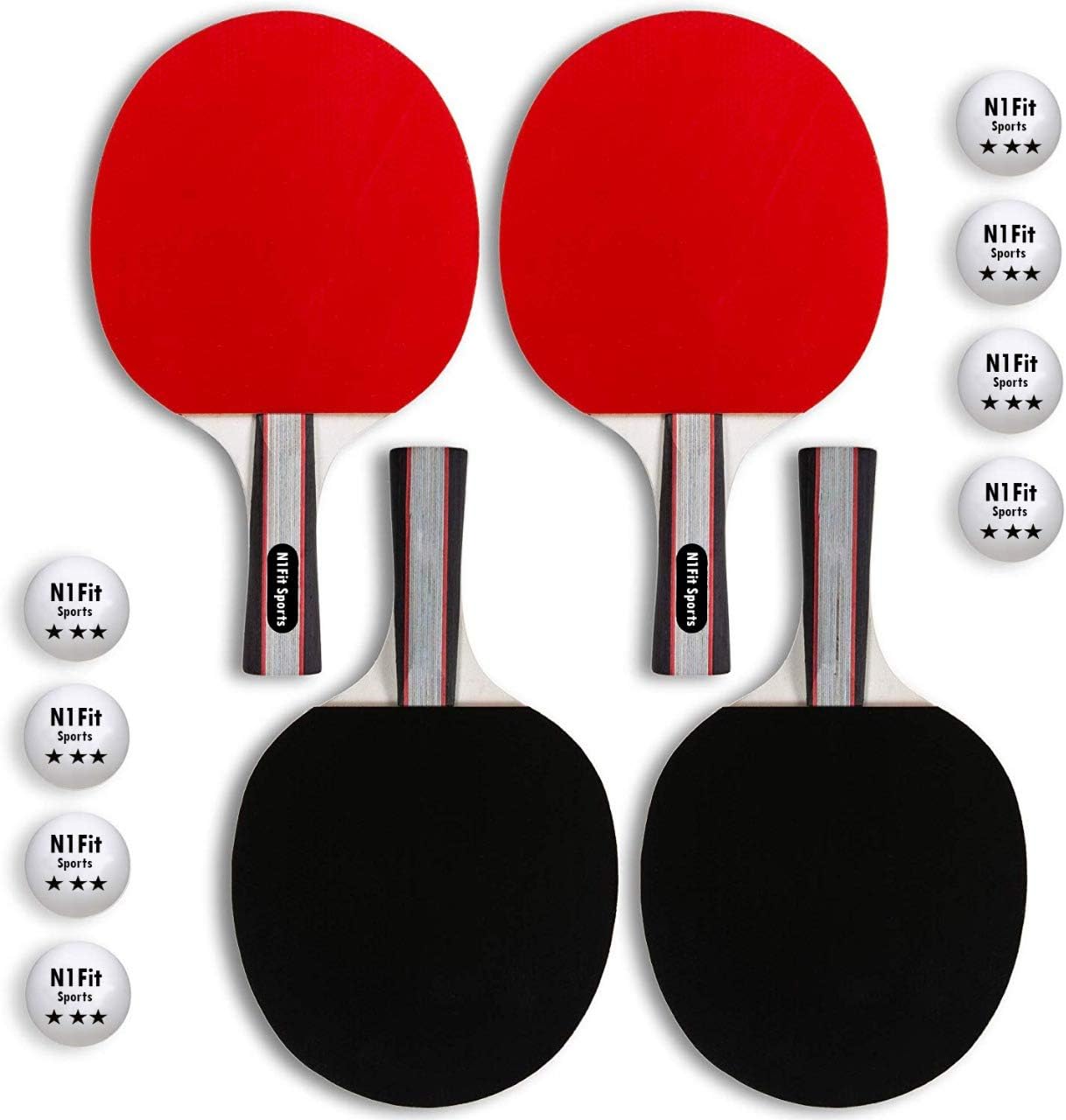 Ping Pong Paddle Set - Includes 4 Player Rackets, 8 Professional Table Tennis Balls, Portable Storage Case for Indoor-Outdoor Play : Sports & Outdoors