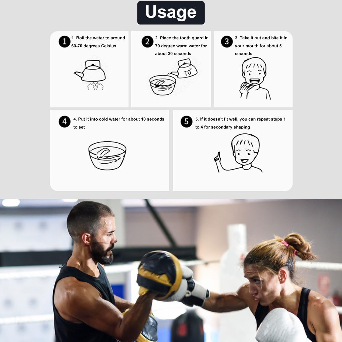 Protège-dents Sport Personnalisable – EVA Qualité Alimentaire, Double Densité, Pour Boxe, Rugby, MMA, Taekwondo