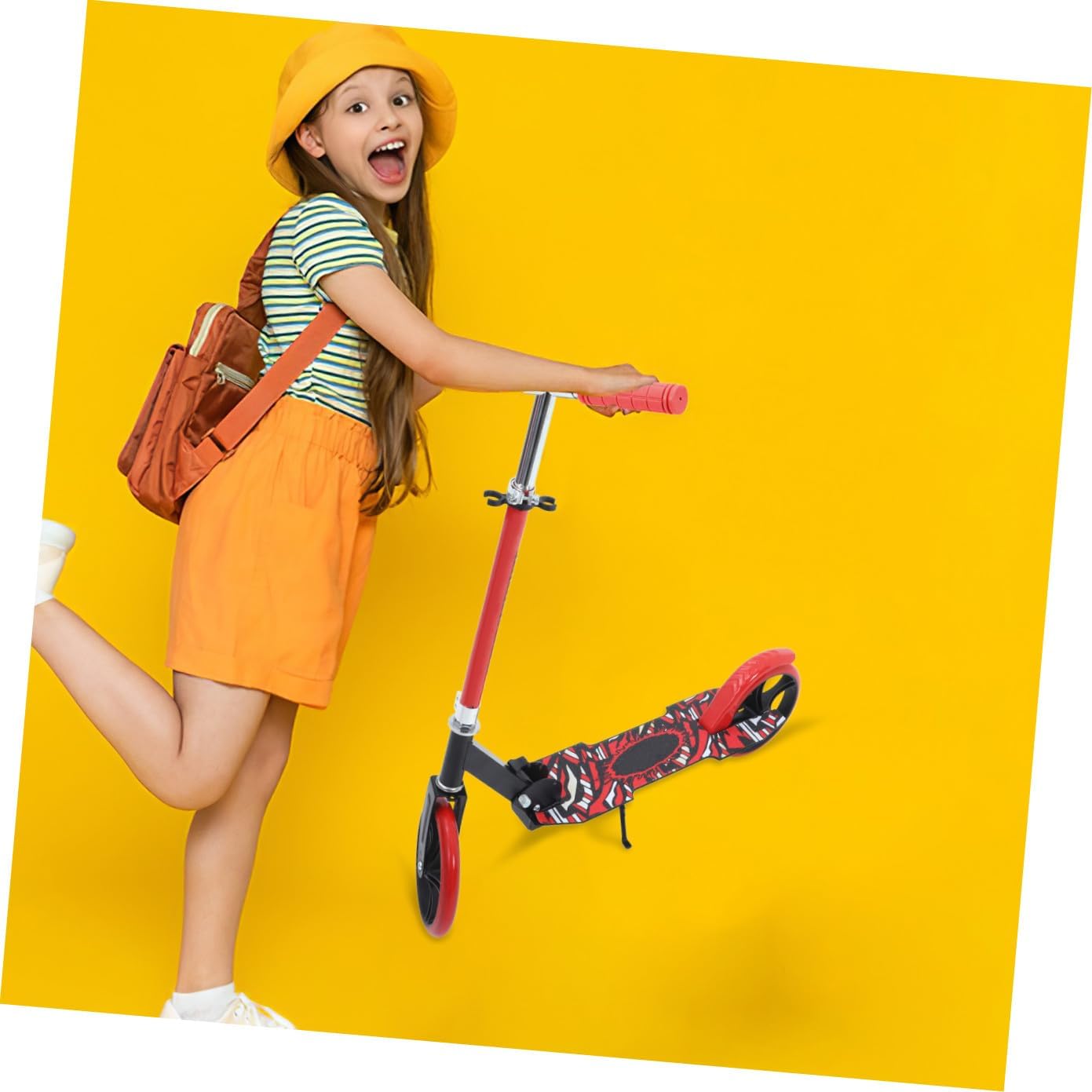 Lightweight Folding Kick Scooter for Teens Handlebar Portable Scooter for Boys Ages Balance Coordination Enhancer