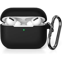 Case Cover Compatible with Airpods Pro 2, Soft Silicone Skin Case Cover Shock-Absorbing Protective Case for Airpods Pro 2nd Generation 2022 with Carabiner, Front LED Visible, Black