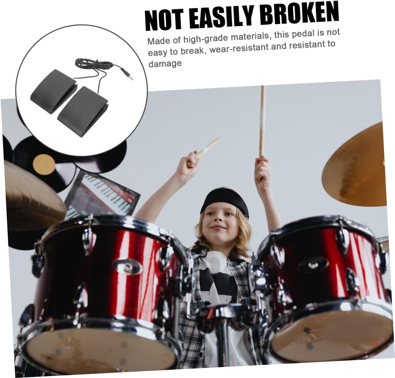 Black Thickened Drum Sustain Pedal Non-slip Electric Piano Foot Pedal for Electronic Keyboards and Drums and Stable Design for Home Studio Stage Performance